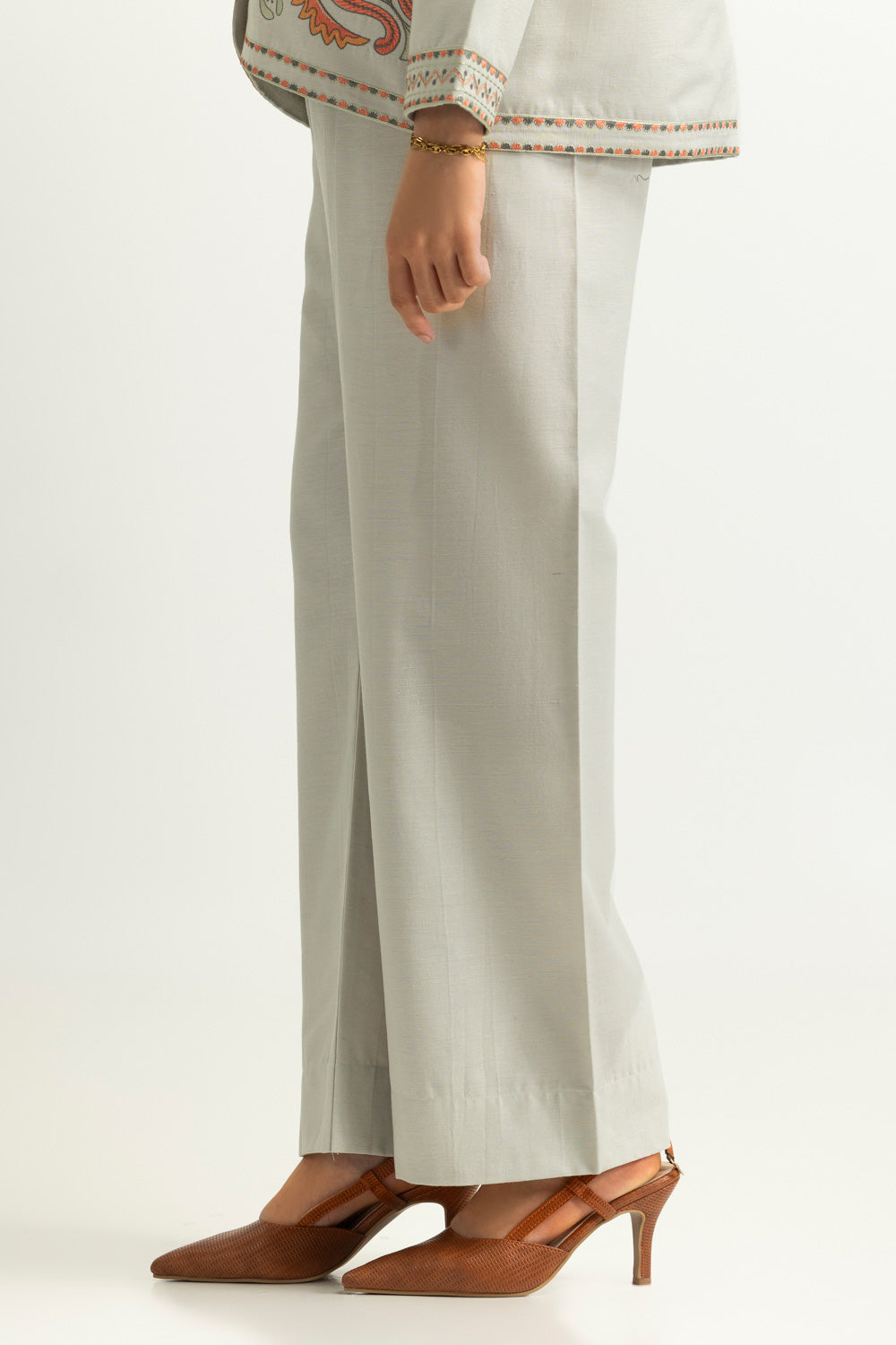 Karandi Gold Slub Embroidered Waist Coat And Trouser With Dyed Inner