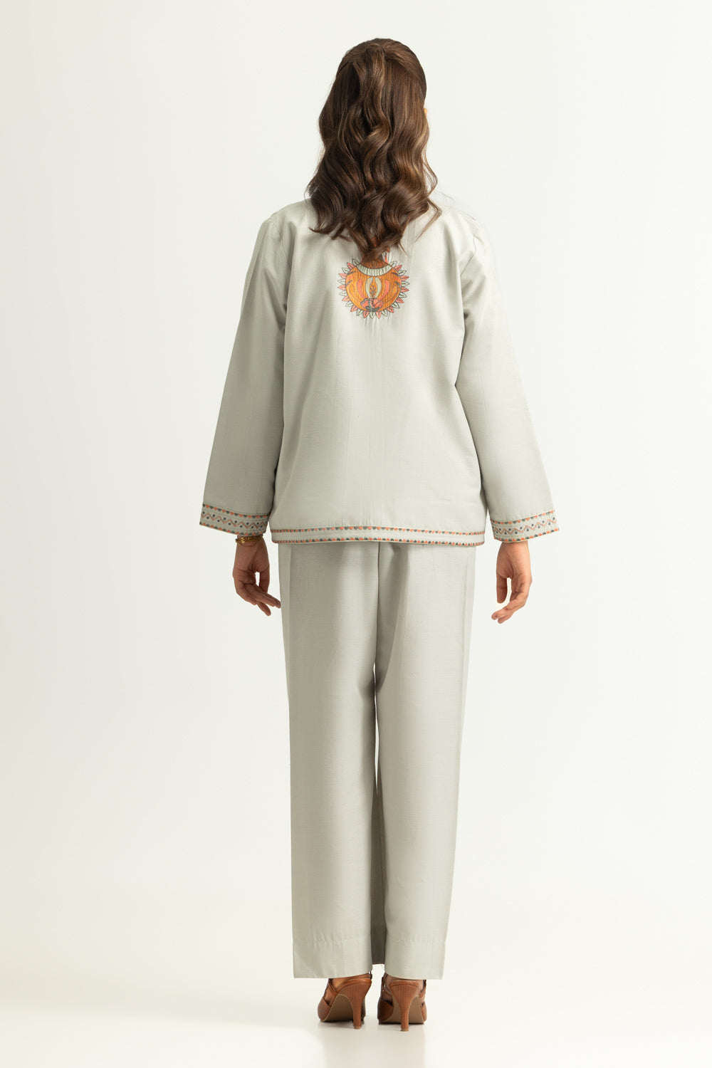 Karandi Gold Slub Embroidered Waist Coat And Trouser With Dyed Inner
