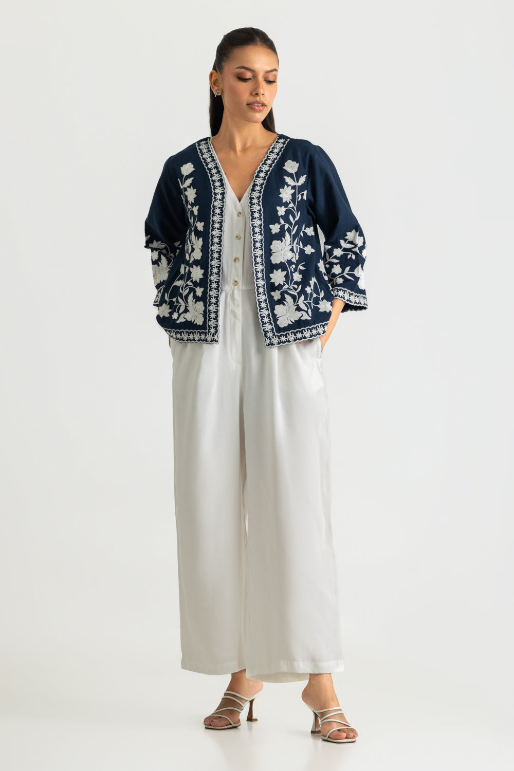 Karandi Gold Slub Embroidered Waistcoat