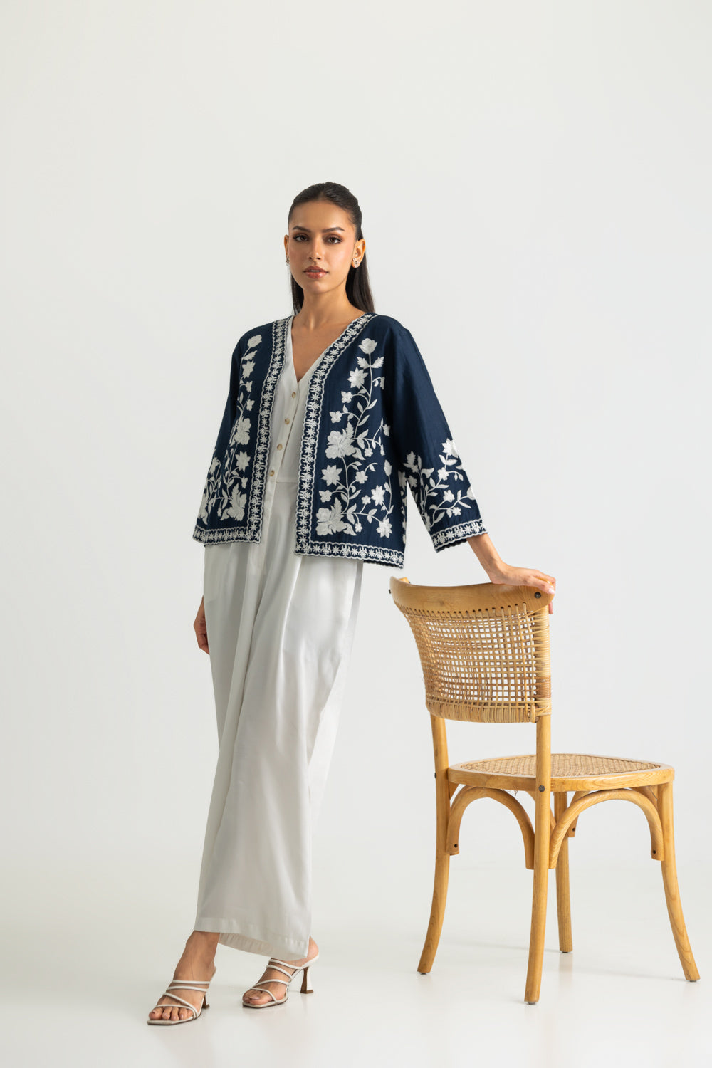 Karandi Gold Slub Embroidered Waistcoat