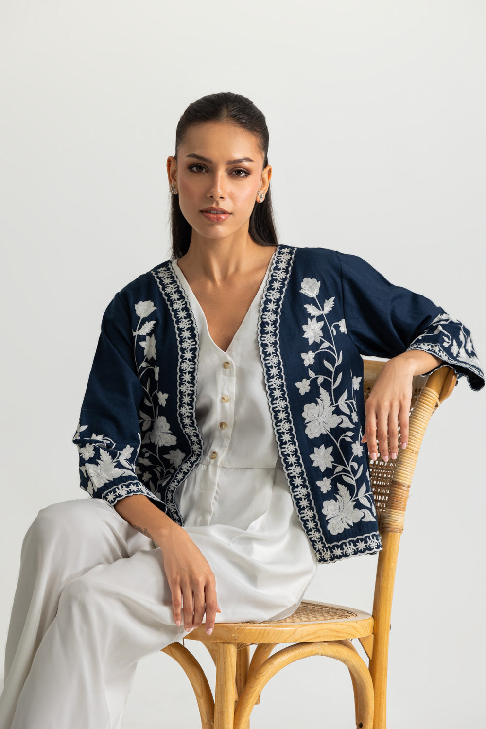 Karandi Gold Slub Embroidered Waistcoat