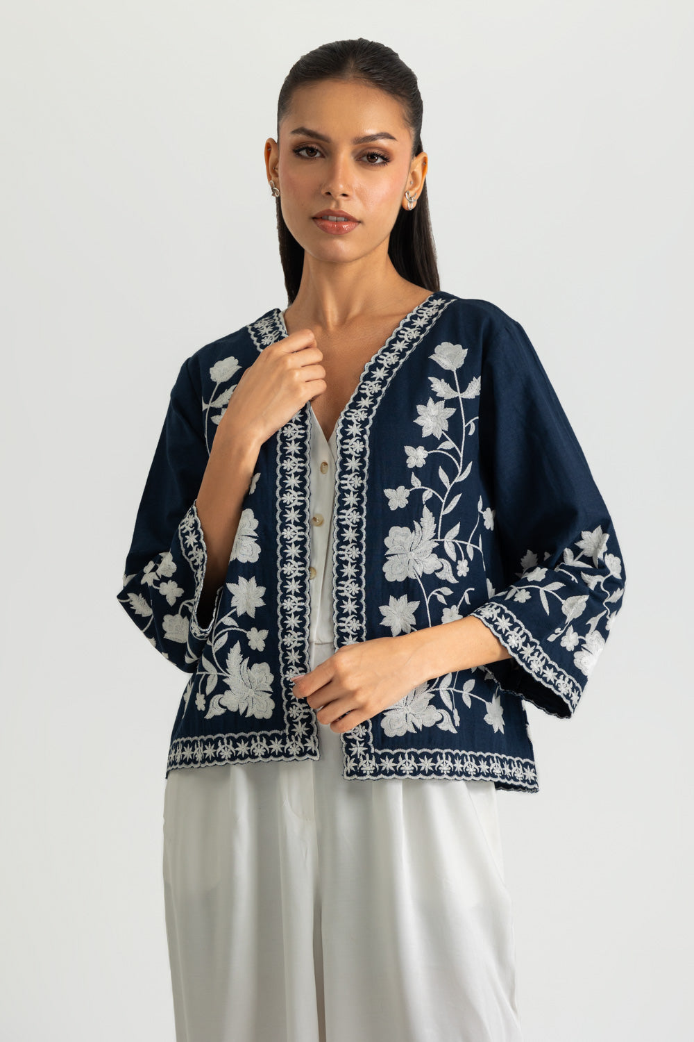 Karandi Gold Slub Embroidered Waistcoat