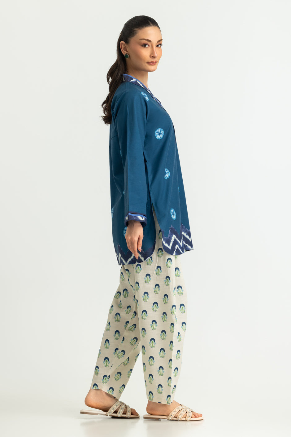 Karandi Gold Slub Printed Co-Ord Set