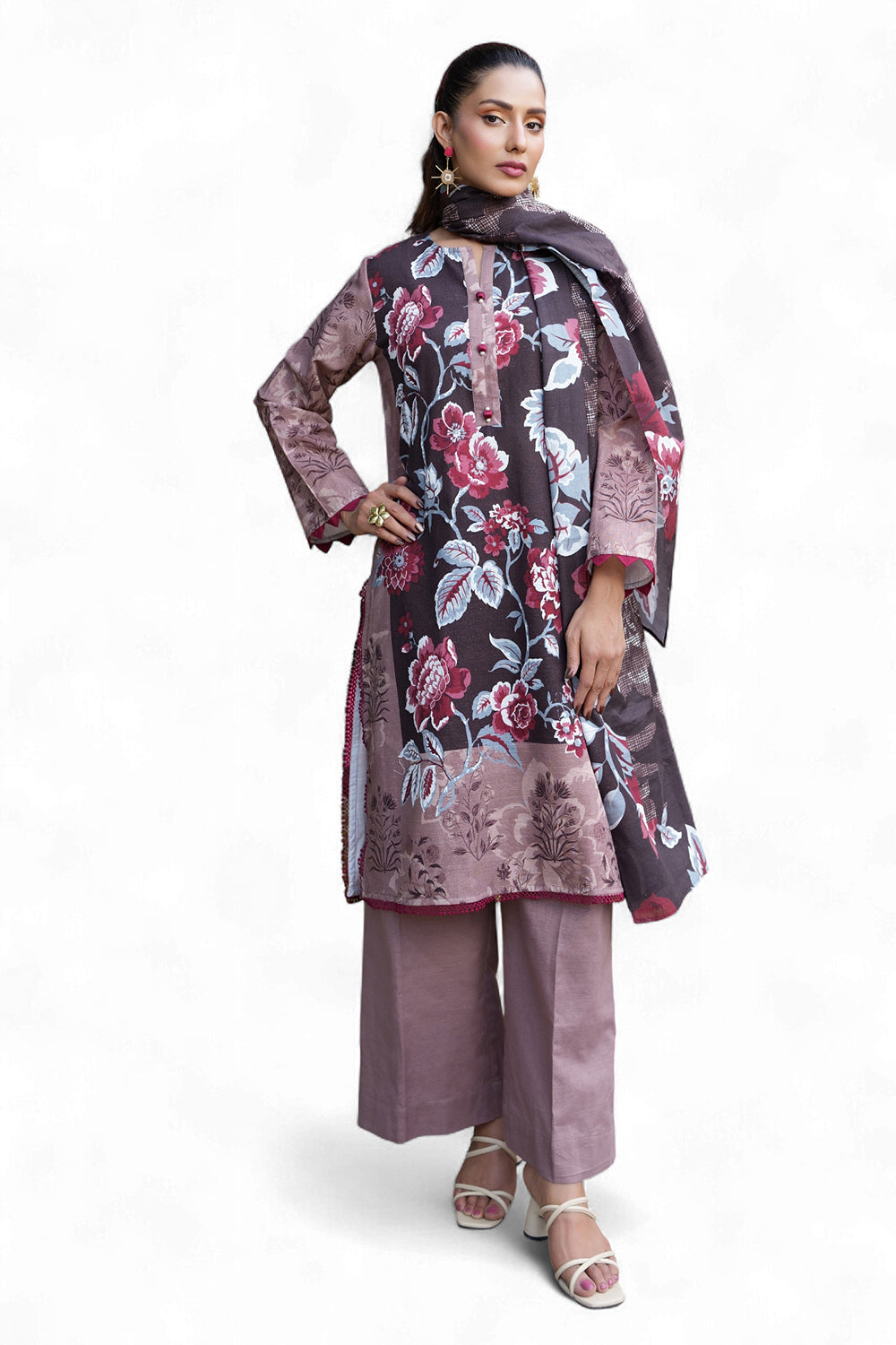 3 Piece Printed Khaddar Suit SD-52237