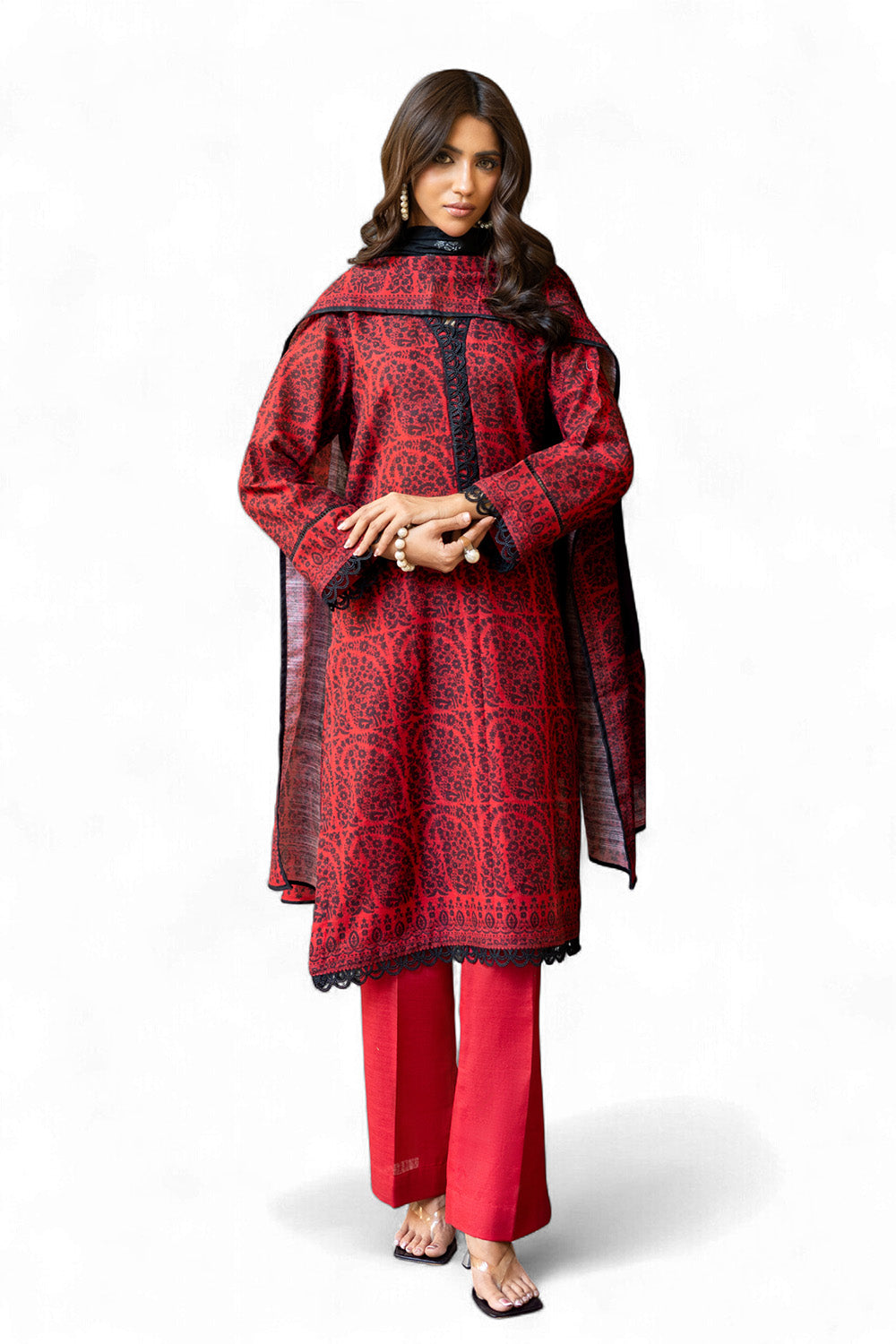 3 Piece Printed Khaddar Suit SD-52238