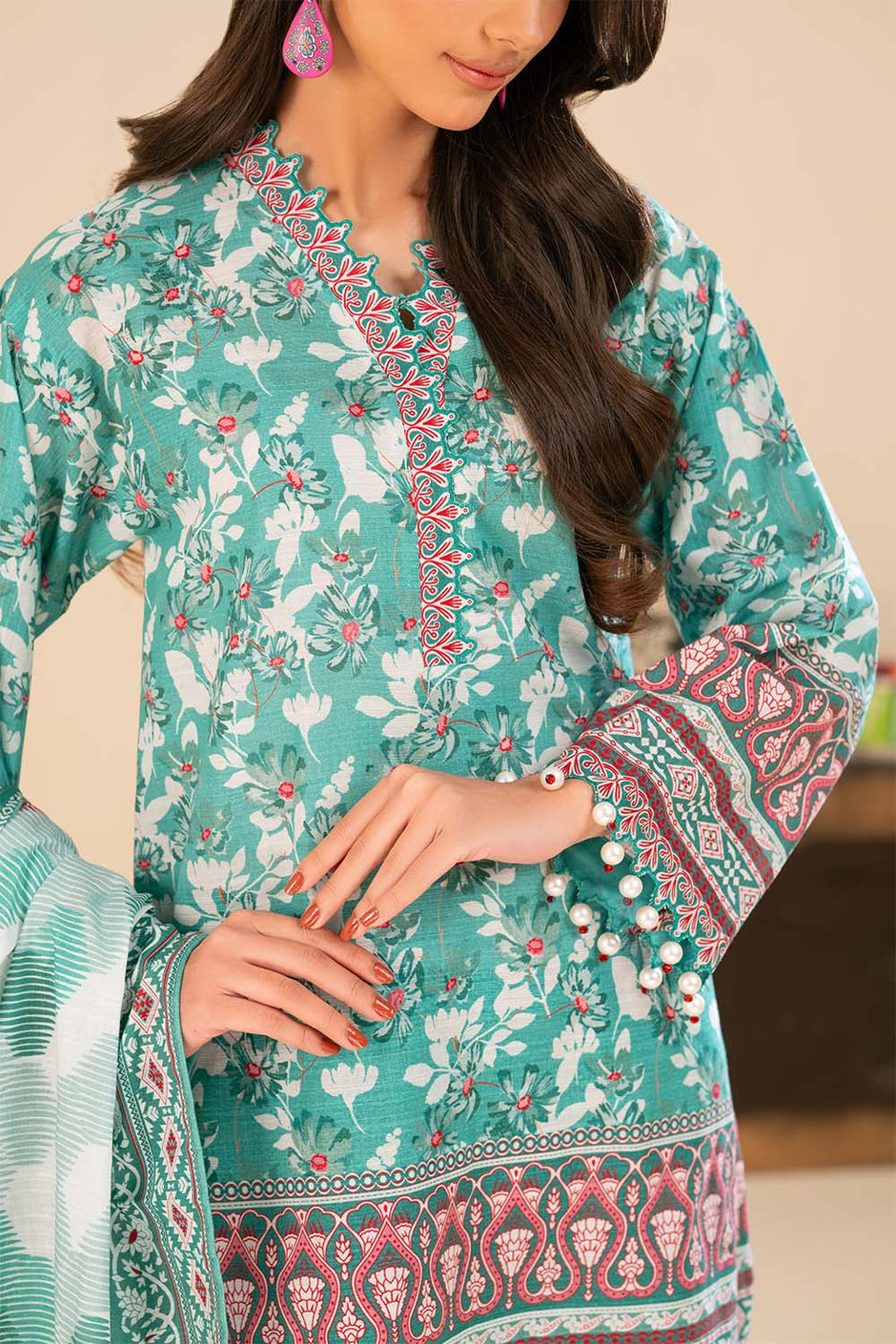 3 Piece Printed Khaddar Suit with Dupatta