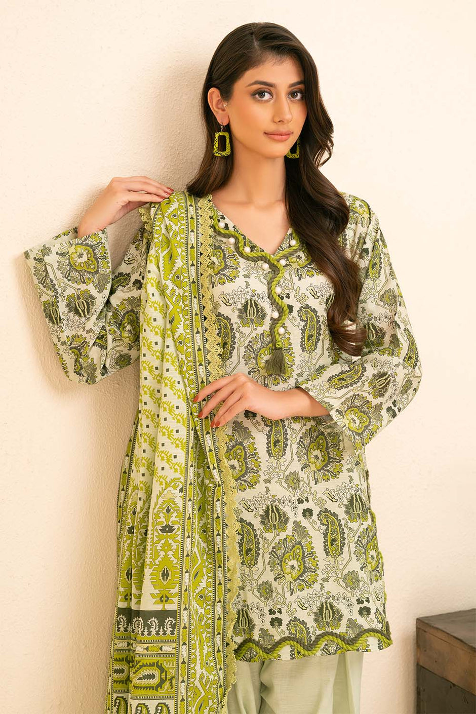 3 Piece Printed Khaddar Suit with Dupatta