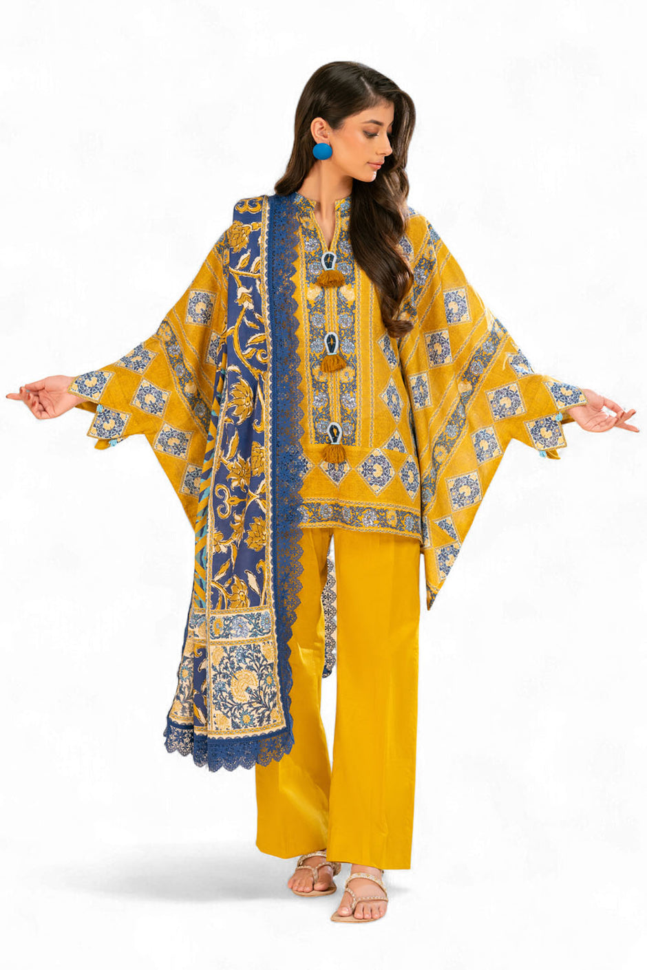 3 Piece Printed Khaddar Suit with Dupatta