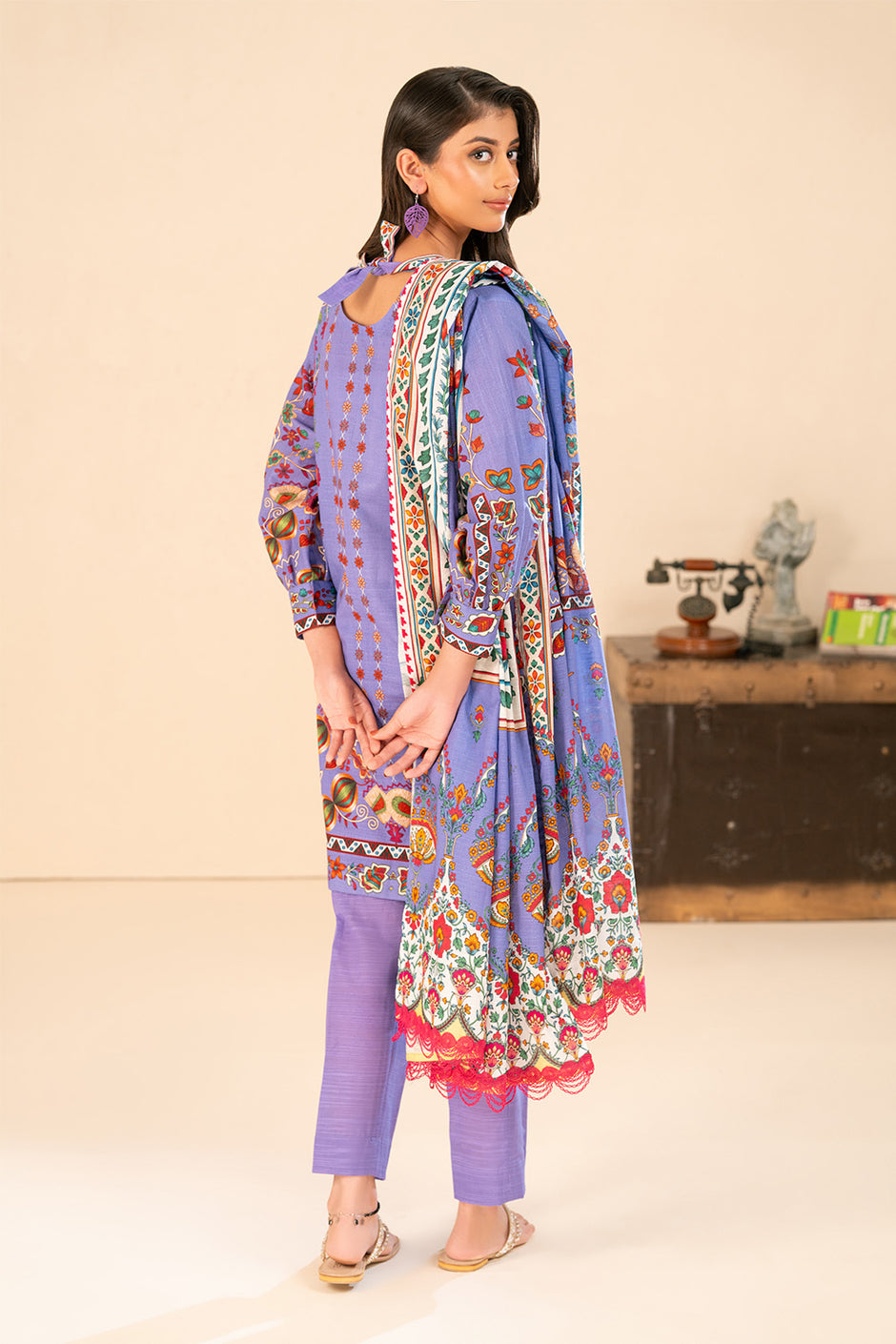 3 Piece Printed Khaddar Suit with Dupatta