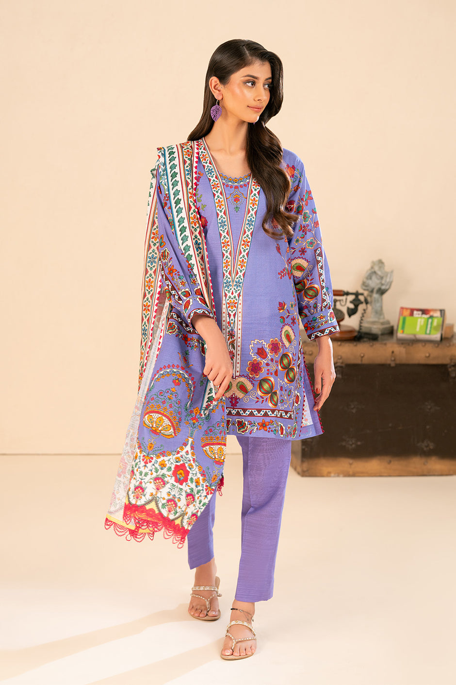 3 Piece Printed Khaddar Suit with Dupatta