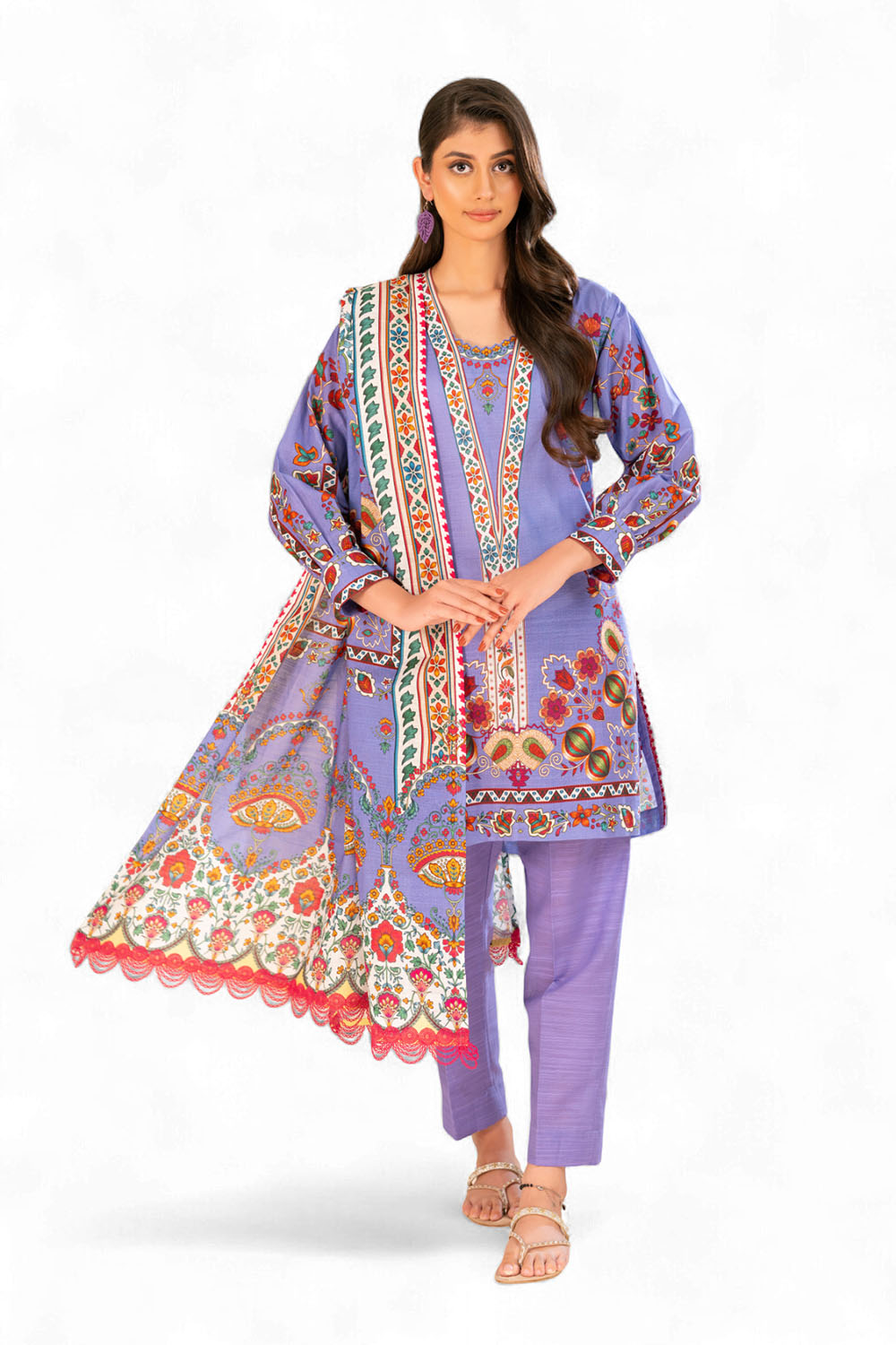 3 Piece Printed Khaddar Suit with Dupatta