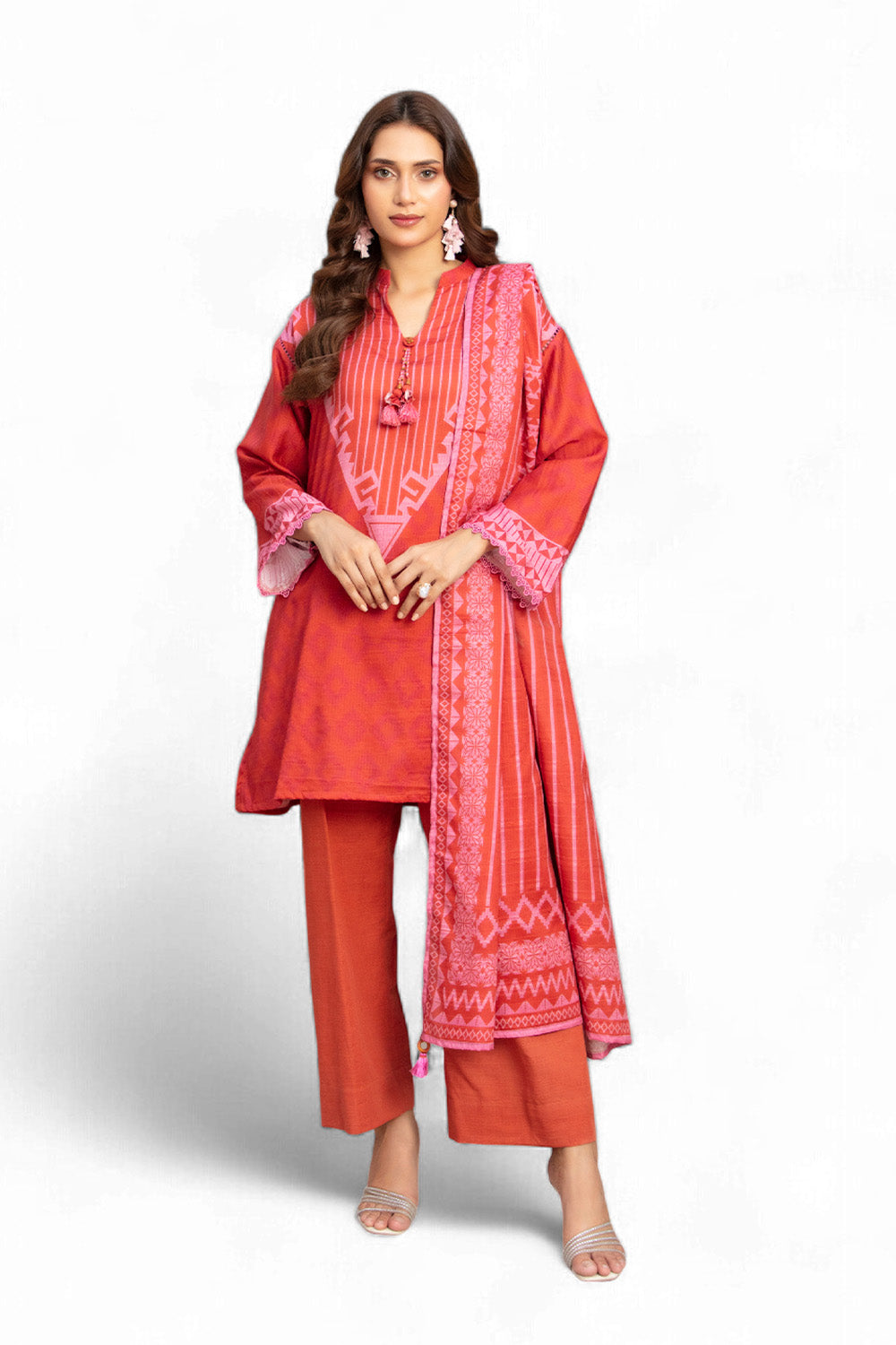 3 Piece Printed Khaddar Suit with Dupatta