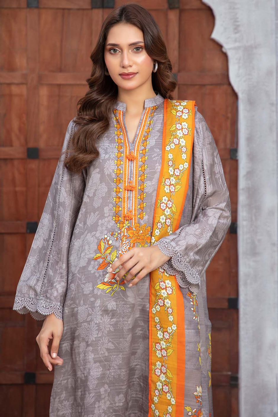 3 Piece Printed Khaddar Suit with Dupatta