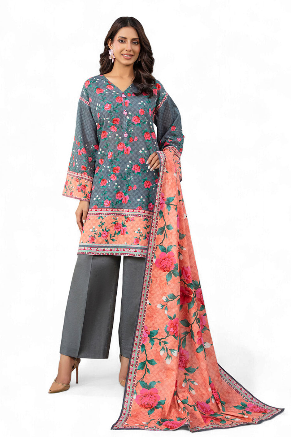 3 Piece Khaddar Suit with Dupatta
