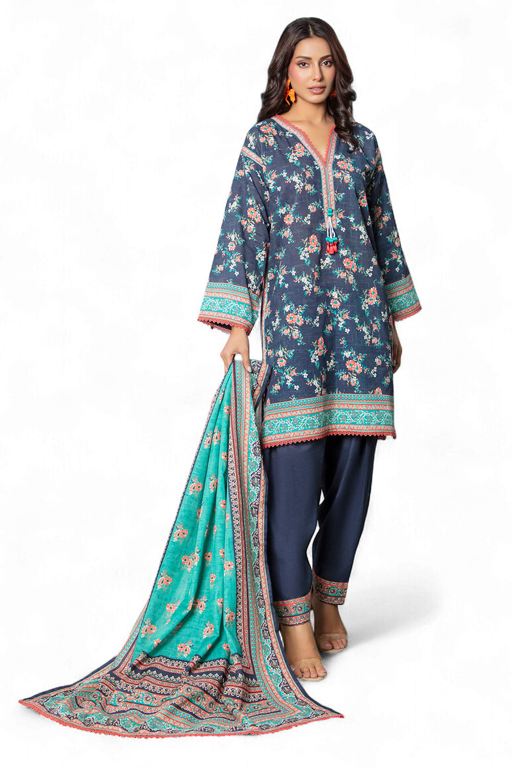 3 Piece Khaddar Suit with Dupatta WNS-52096