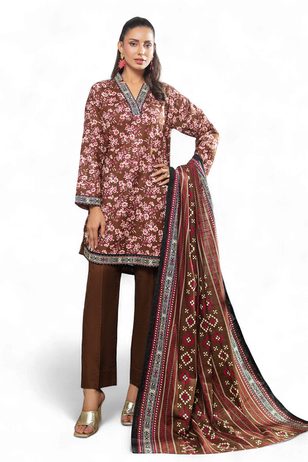 3 Piece Khaddar Suit with Dupatta WNS-52100
