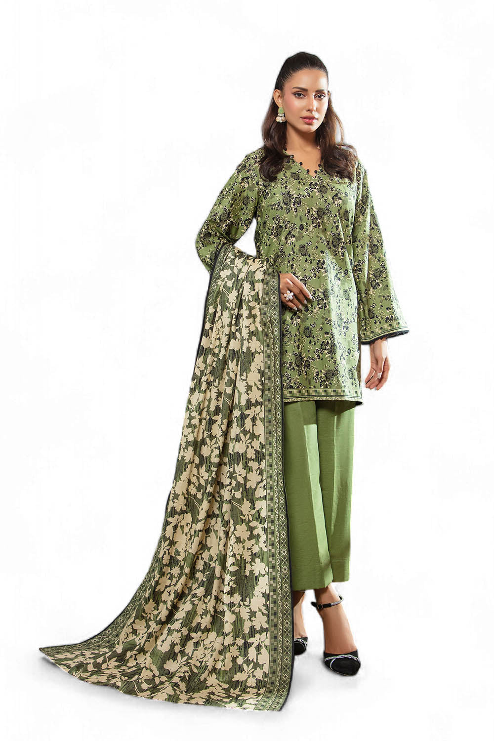 3 Piece Khaddar Suit with Dupatta WNS-52101