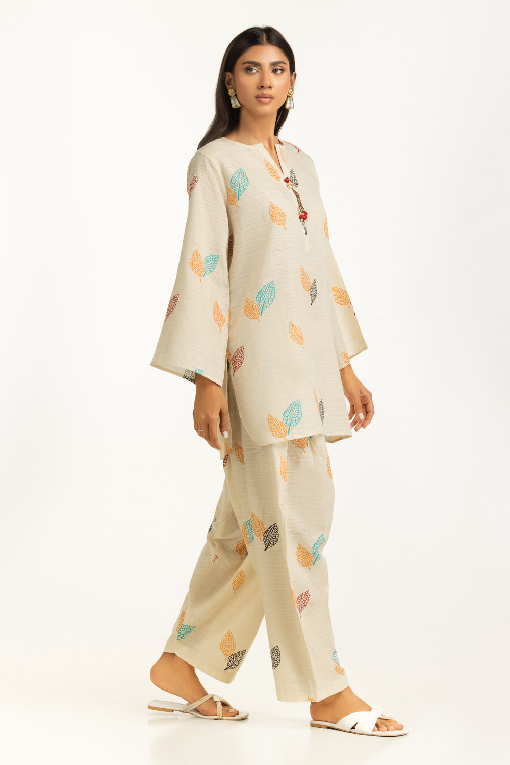 Khaddar Jacquard Slub Printed Co-Ord Set  IUSTTS-1154