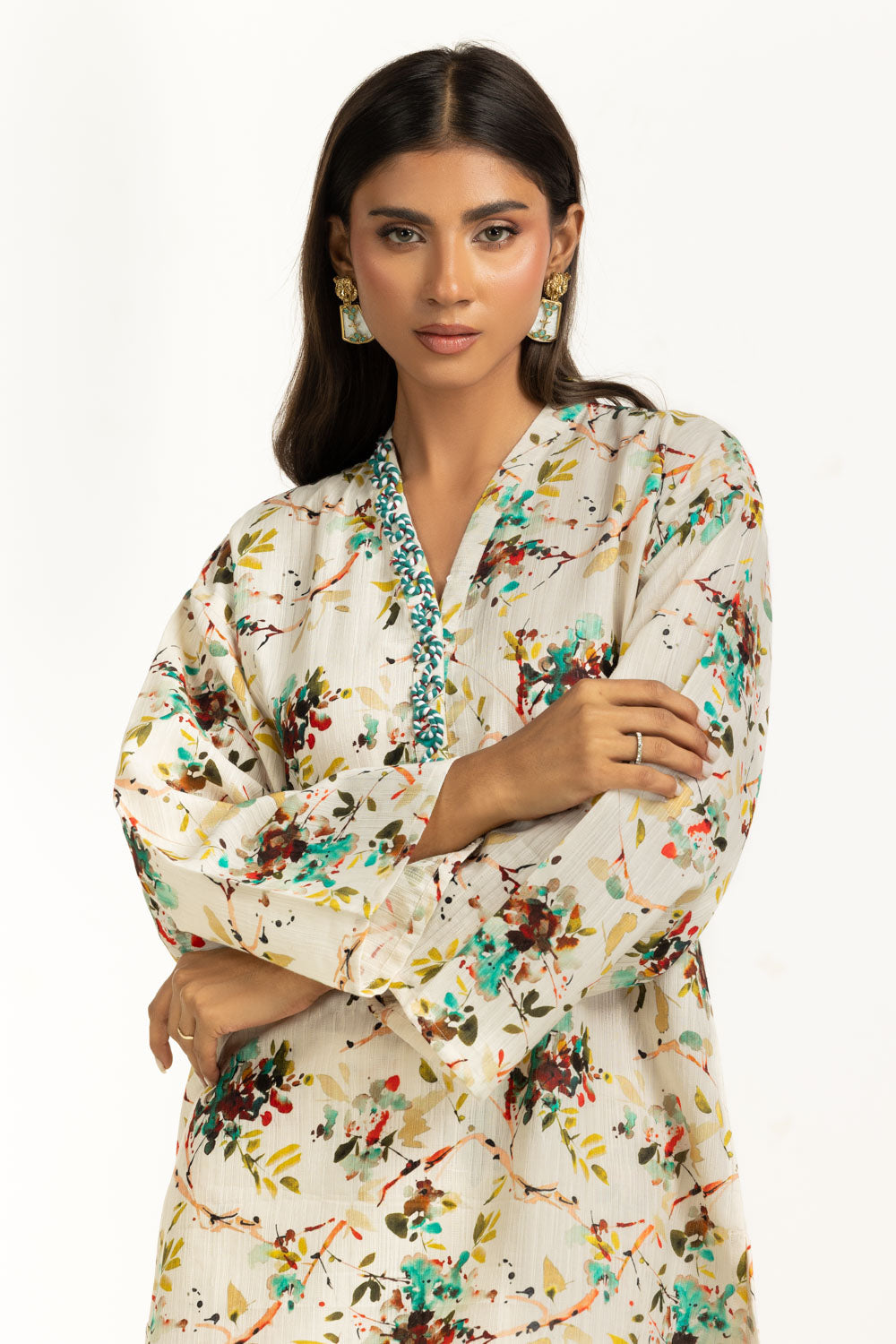 Khaddar Jacquard Slub Printed Co-Ord Set  IUSTTS-1157