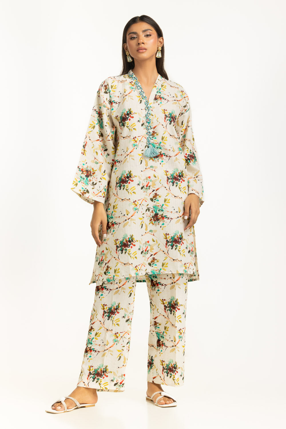 Khaddar Jacquard Slub Printed Co-Ord Set  IUSTTS-1157