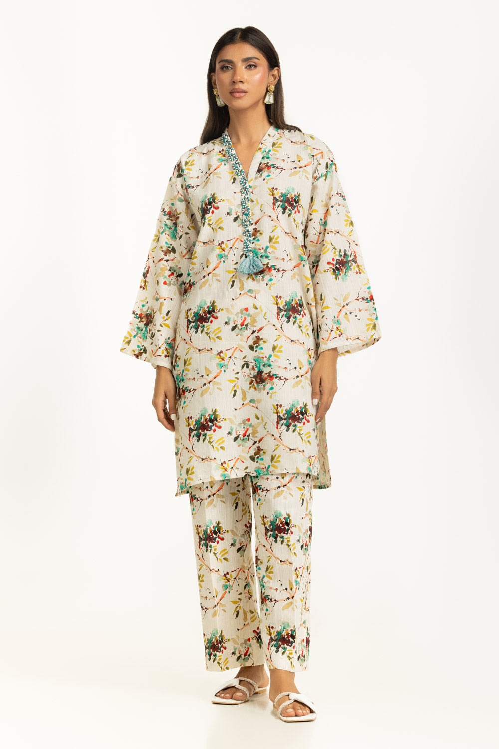 Khaddar Jacquard Slub Printed Co-Ord Set  IUSTTS-1157