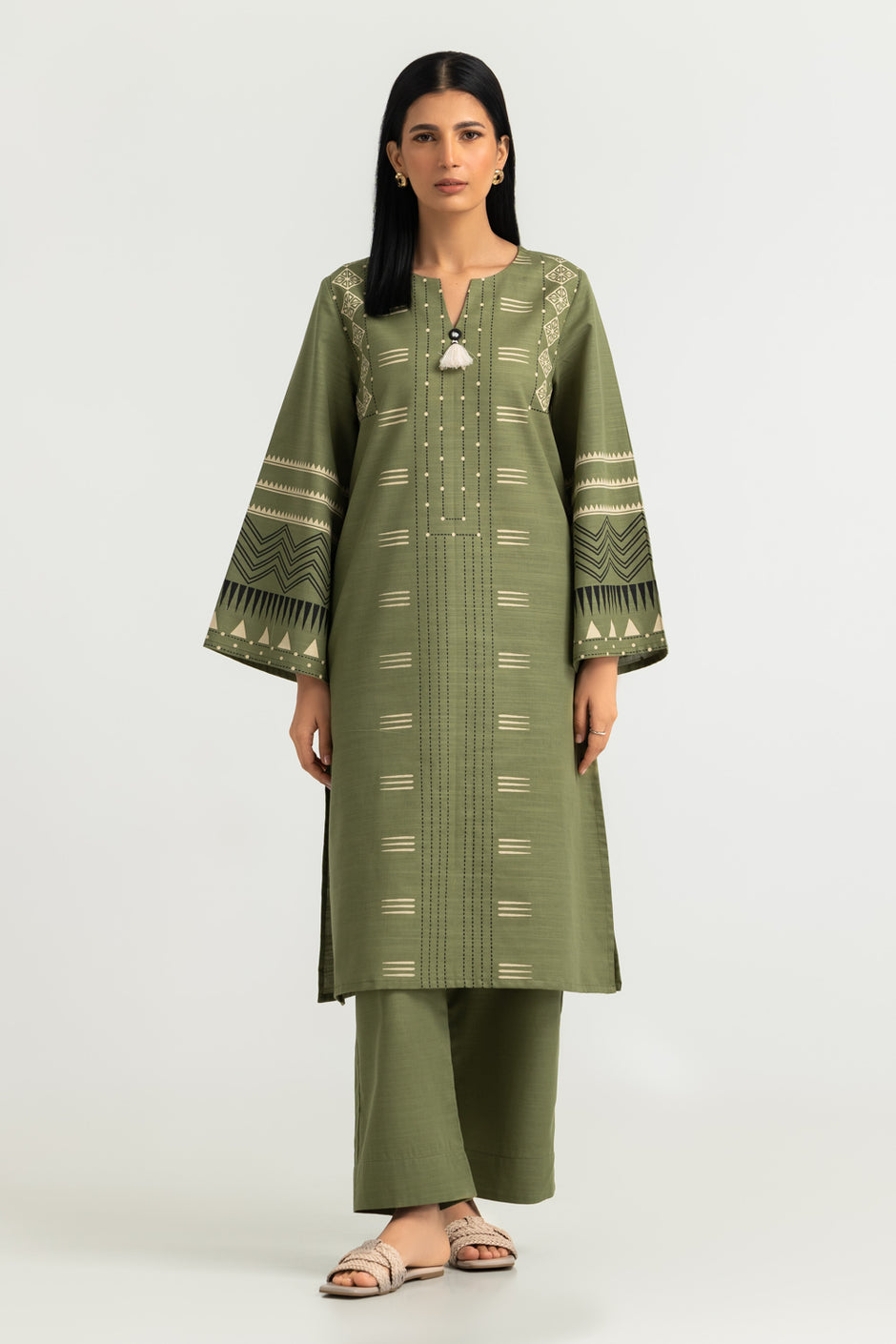 Khaddar Slub Block Printed Co-Ord Set