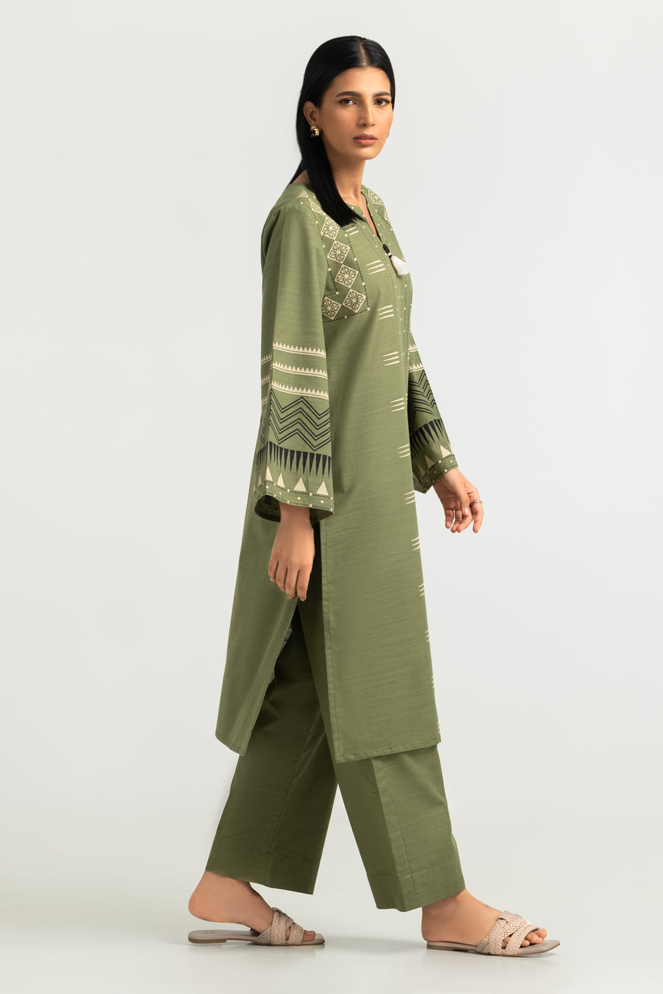 Khaddar Slub Block Printed Co-Ord Set