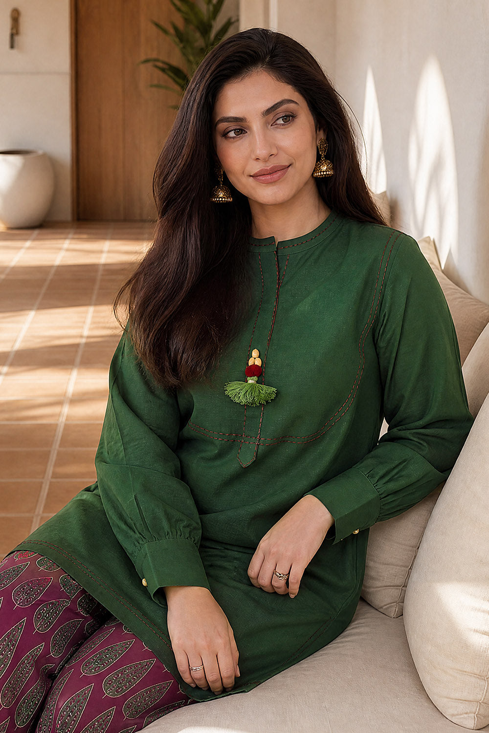 Khaddar Slub Block Printed Co-Ord Set With Embroidered