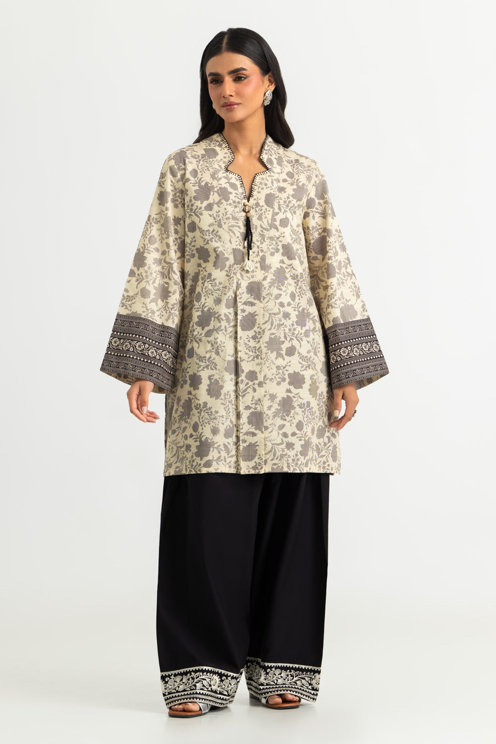Khaddar Slub Block Printed Co-Ord With Embroidered