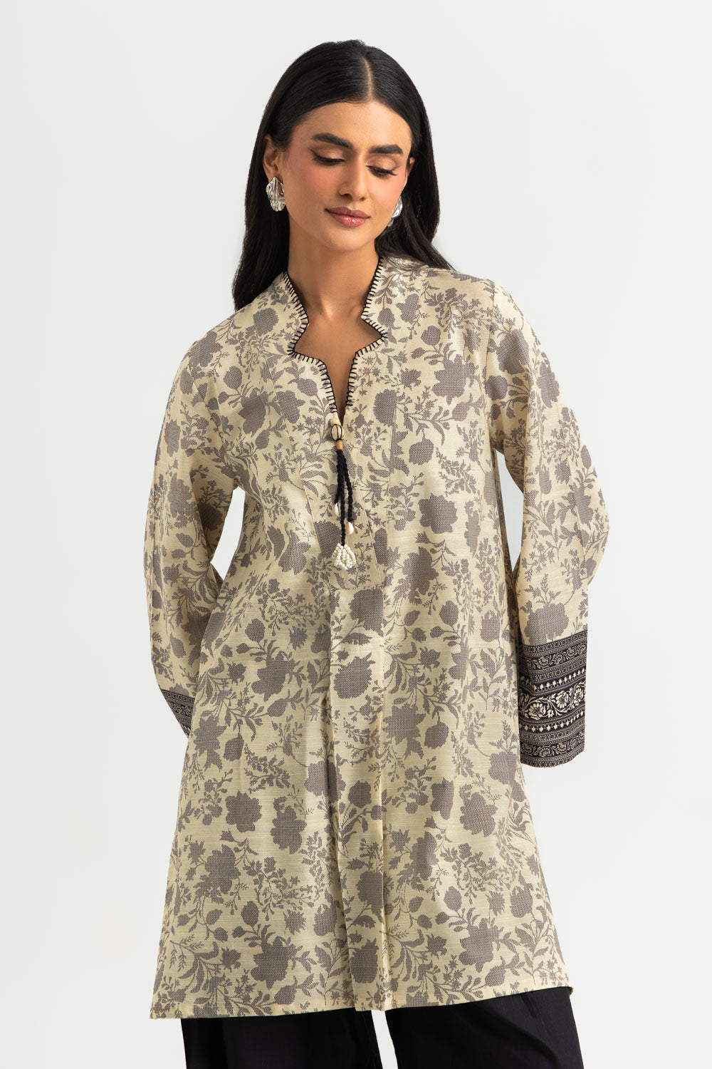 Khaddar Slub Block Printed Co-Ord With Embroidered