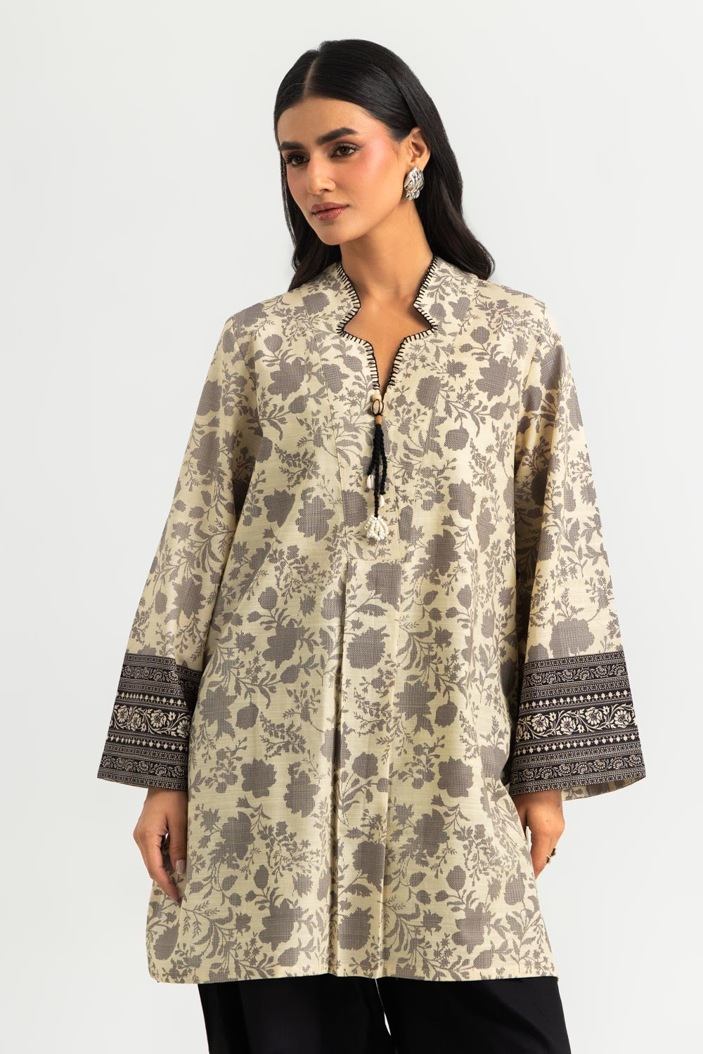 Khaddar Slub Block Printed Co-Ord With Embroidered