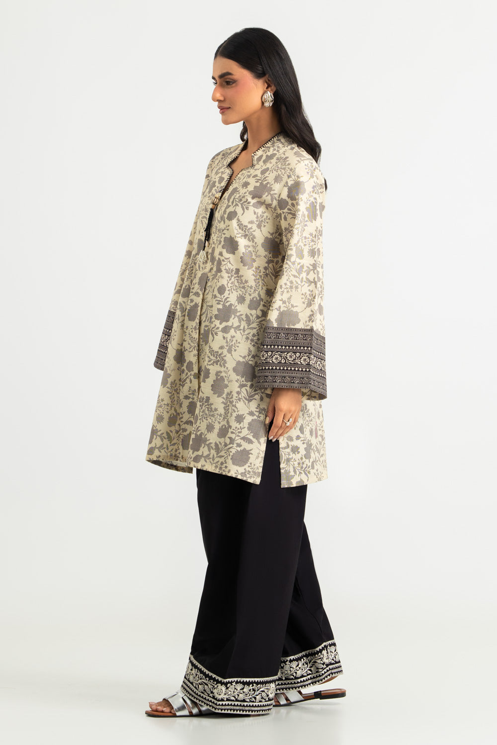 Khaddar Slub Block Printed Co-Ord With Embroidered