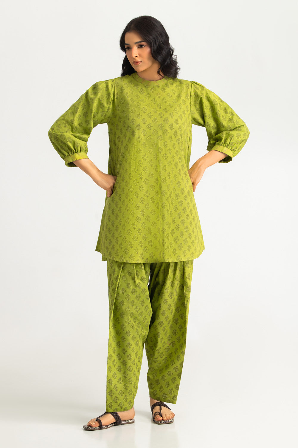 Khaddar Slub Block Printed Shirt And Trouser With Embroidered Waistcoat