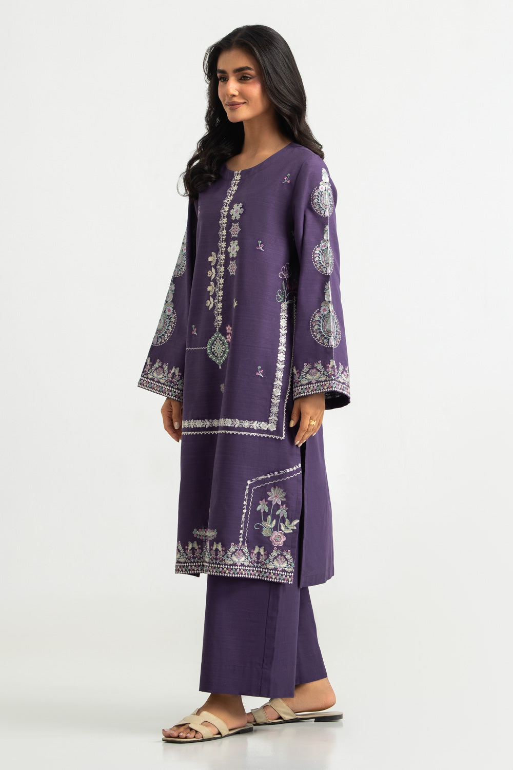 Khaddar Slub Embroidered Co-Ord Set