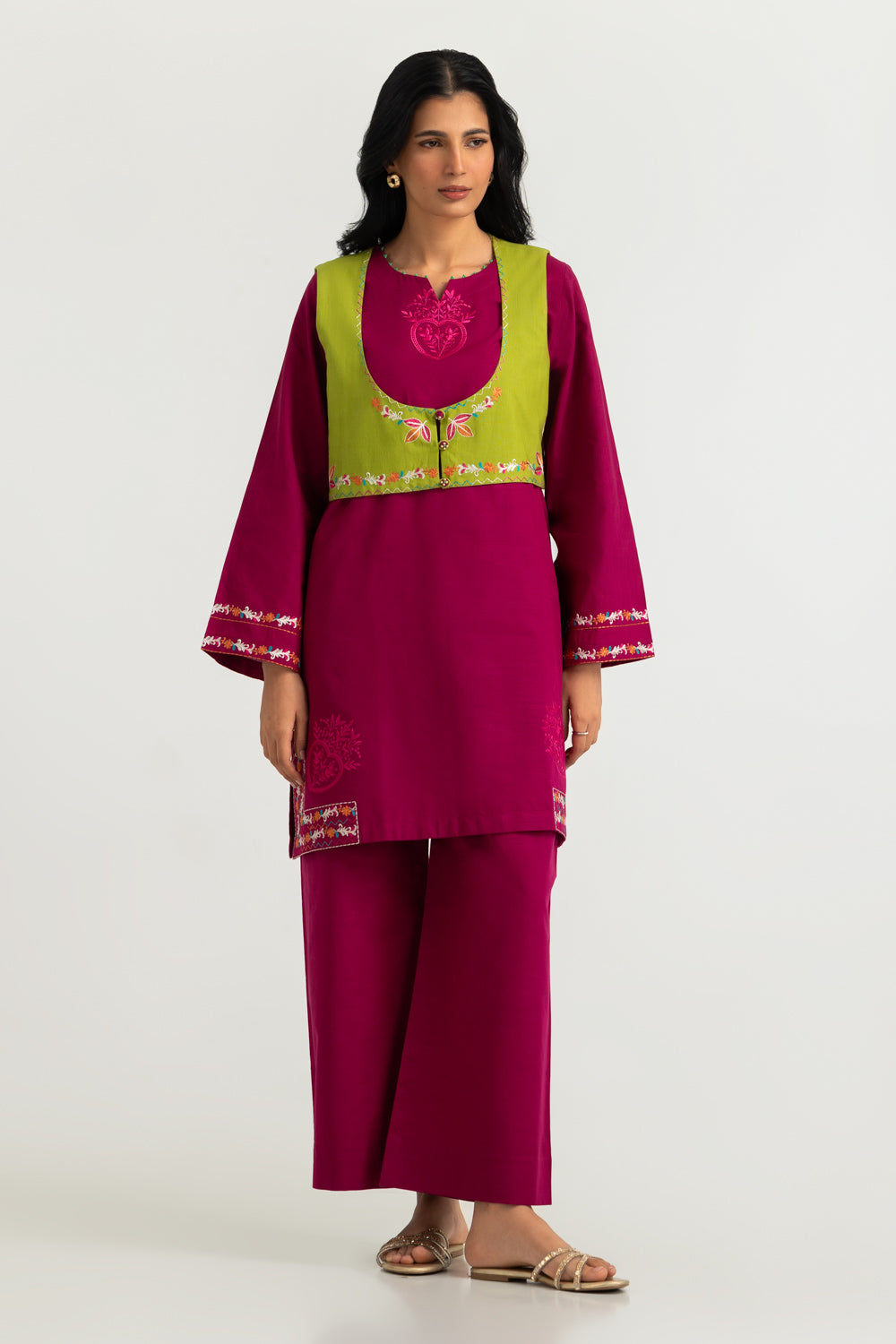Khaddar Slub Embroidered Co-Ord Set