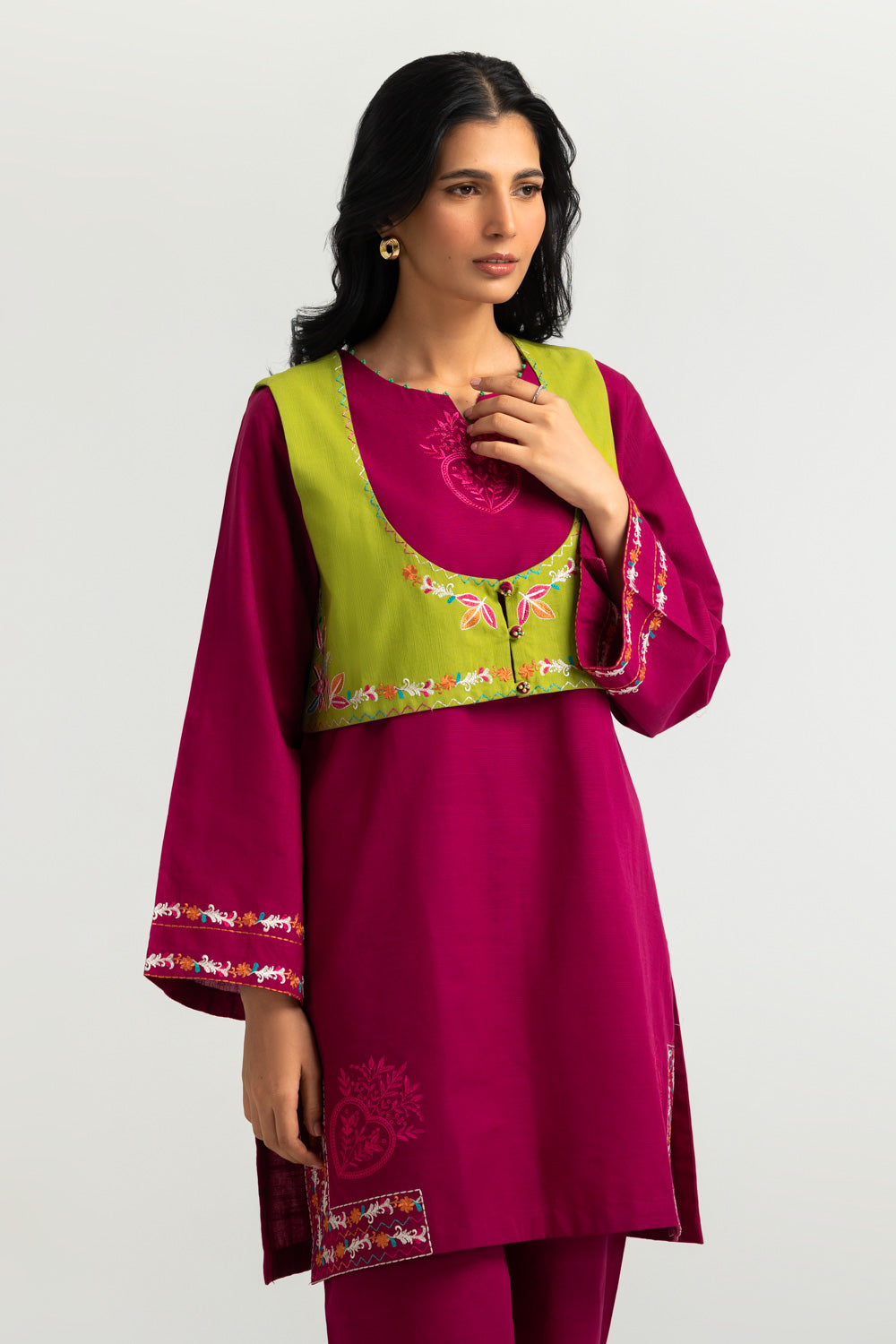 Khaddar Slub Embroidered Co-Ord Set