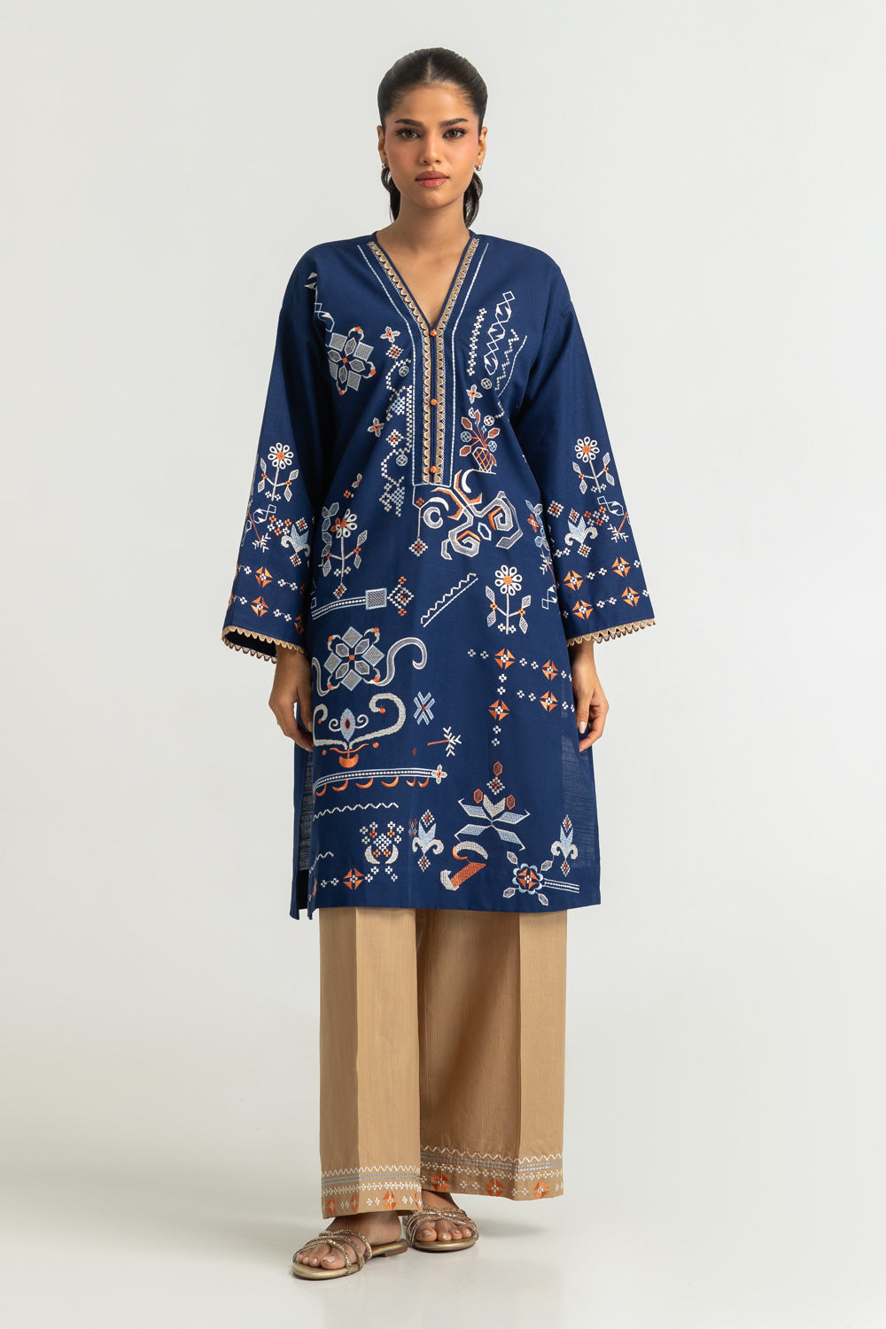Khaddar Slub Embroidered Co-Ord Set