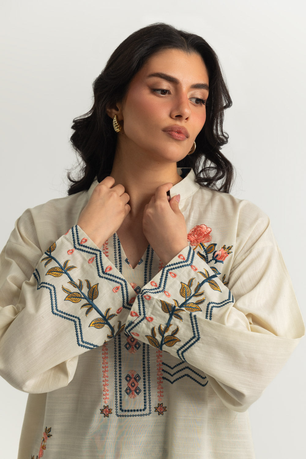 Khaddar Slub Printed Co-Ord Set Embroidered