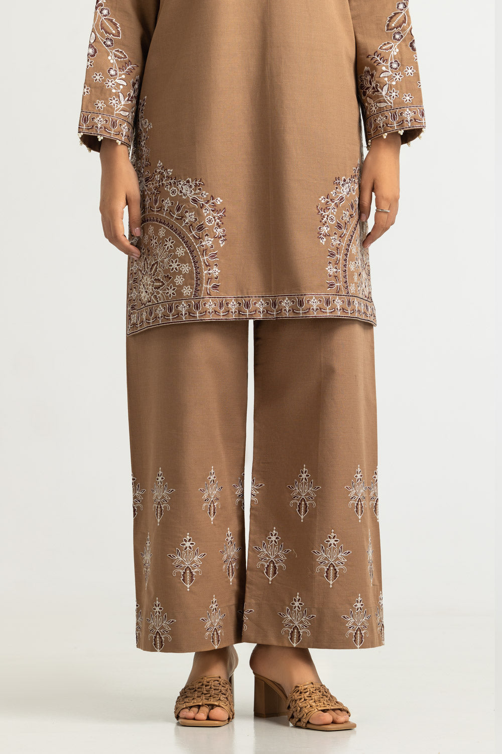 Khaddar Slub Printed Co-Ord Set Embroidered