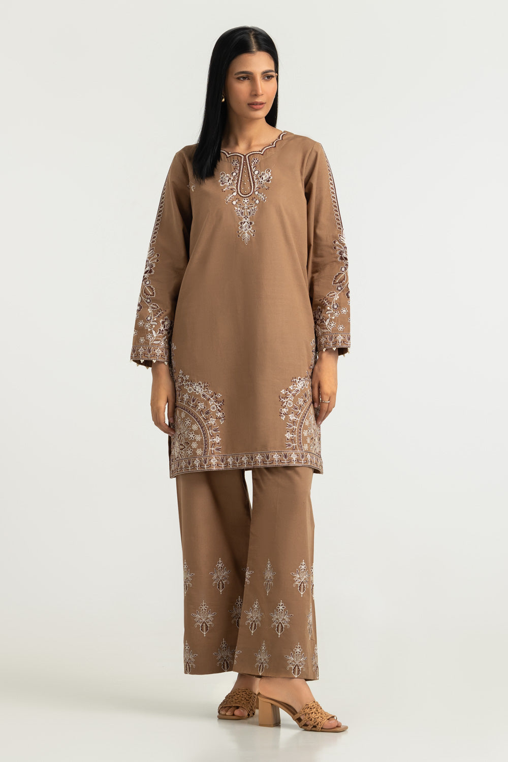 Khaddar Slub Printed Co-Ord Set Embroidered