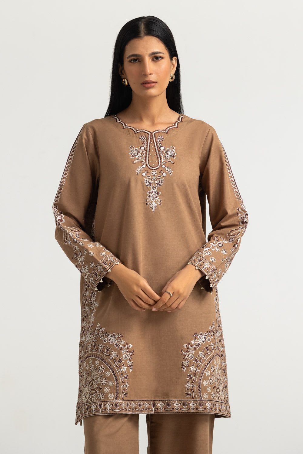Khaddar Slub Printed Co-Ord Set Embroidered