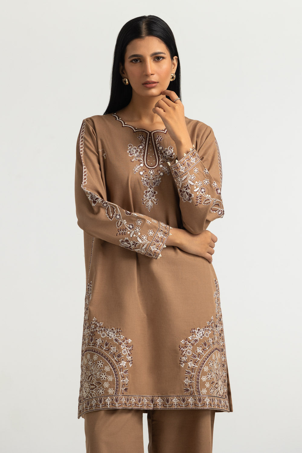 Khaddar Slub Printed Co-Ord Set Embroidered