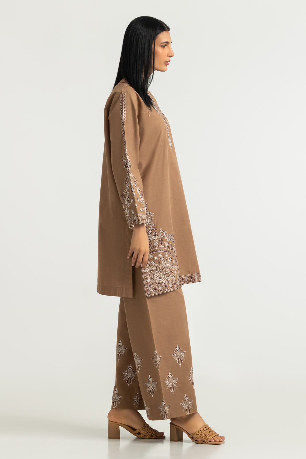 Khaddar Slub Printed Co-Ord Set Embroidered