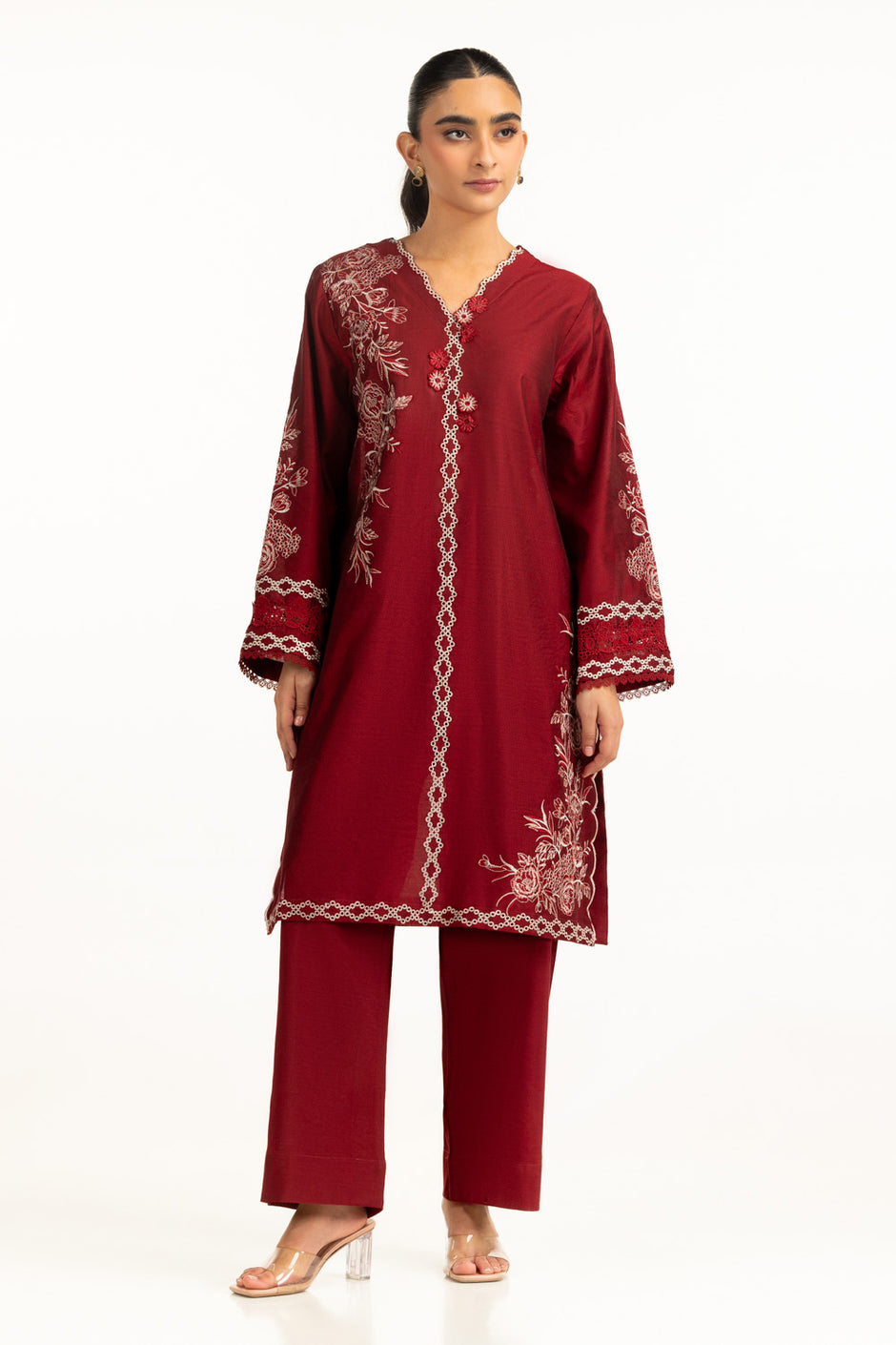 Khaddi Net Embroidered Co-Ord Set
