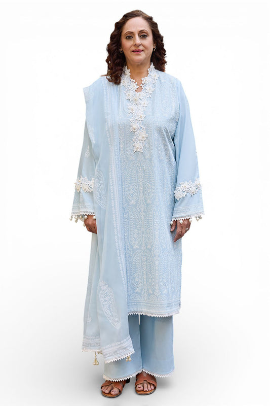 3 Piece Embroidered Lawn Suit with Lacquer Printed Chiffon Dupatta BM-62016