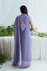 3 Piece Embroidered Lawn Suit with Neckline, Bunches and Chiffon Dupatta FE-52042