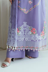 3 Piece Embroidered Lawn Suit with Neckline, Bunches and Chiffon Dupatta FE-52042