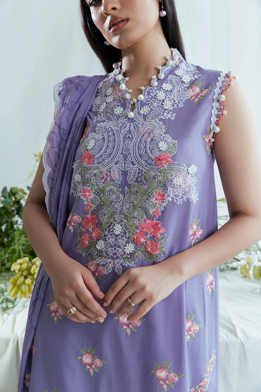 3 Piece Embroidered Lawn Suit with Neckline, Bunches and Chiffon Dupatta FE-52042