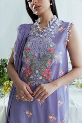 3 Piece Embroidered Lawn Suit with Neckline, Bunches and Chiffon Dupatta FE-52042