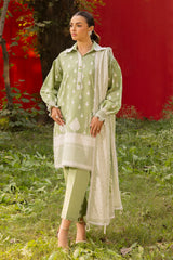 3 Piece Lacquer Printed Lawn Suit with Lace and Dupatta CL-52436